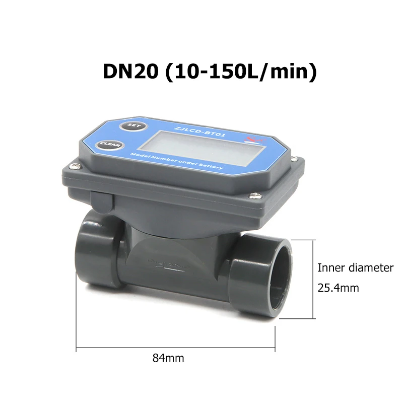 DN15-DN80 Digitale display-stroommeter Op batterijen werkende PVC-pijpleidingstroommeter met hoge precisie Waterstroomsensor voor landbouwirrigatie