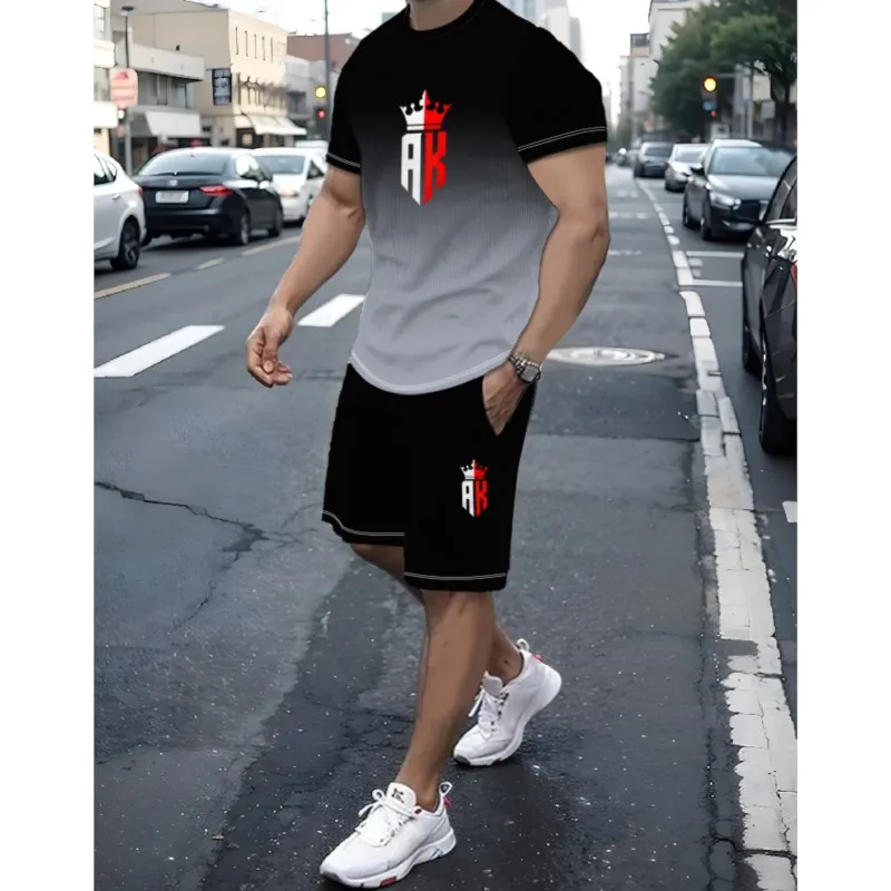 ropa hombre New Desig Men T-shirt Sets Man's Sportwear Fashion 3D Print Two Pierce Oversize Outfit Gym Street Clothes US Sizes