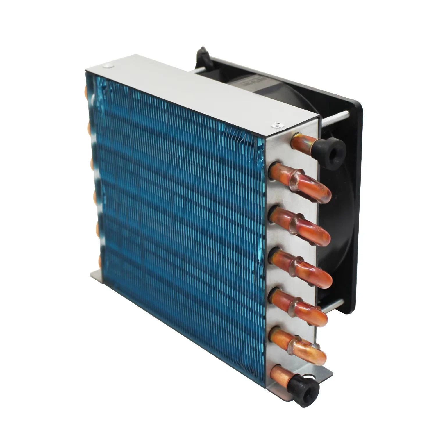 Small shell condenser radiator refrigerator  water-cooled aluminum fin and copper tube heat exchanger with fan173*132*38MM+120MM