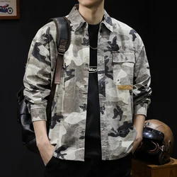 Spring new shirts for men long sleeve large size fashion shirt coat casual camouflage work shirt