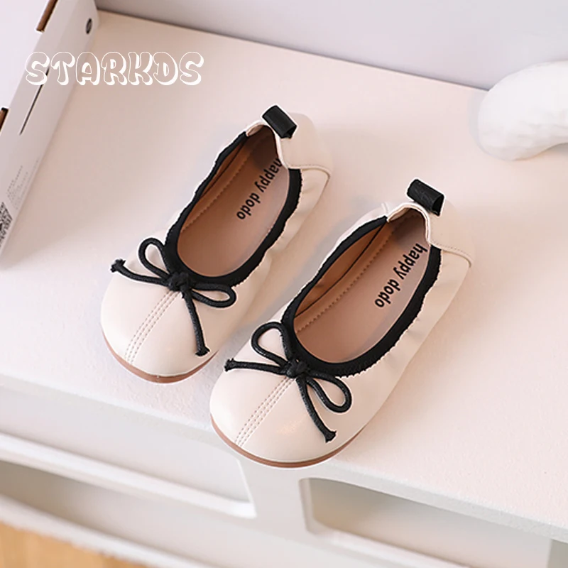 Soft Leatherette Ballet Shoes For Baby Girls Cute Round Toe Bowtie Stretch Ballerina Flats Toddler Kids Classic Shallow Loafers