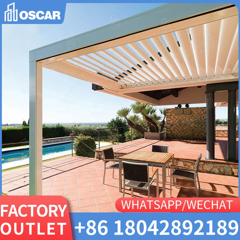 

Wholesale Outdoor garden yard Terrace Roof Awnings Waterproof Motorized Gazebo Bioclimatic louvered aluminum pergola