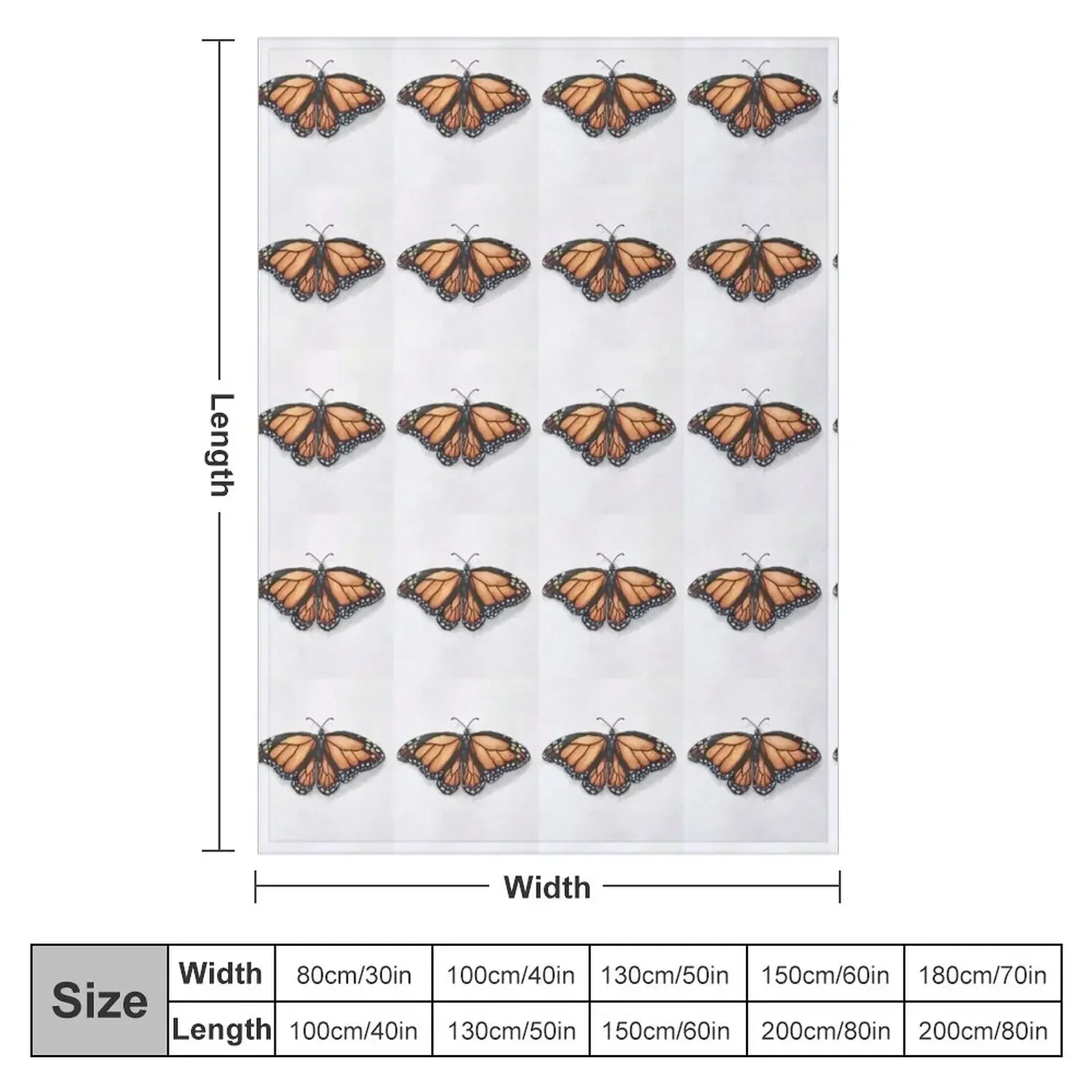 Monarch Butterfly Throw Blanket couch cozy soft plush fuzzy picnic outdoor blanket