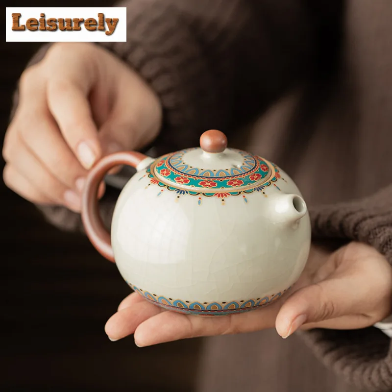 

230 мл Ru Kiln Dunhuang Treasure Flower Xi Shi Чайник Традиционный чайник для заварки чая Чайник с ситечком Китайский чайный сервиз