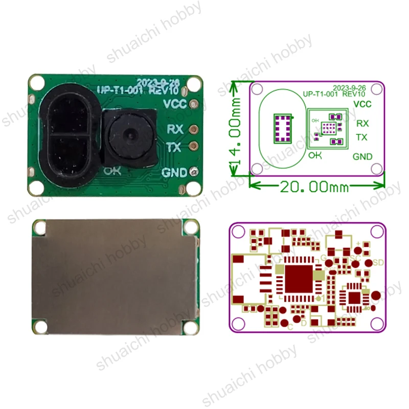 1PCS UPIXEL 2-in-1 Module 3.7-5V Optical Flow Sensor UART Port T1-001 50Hz 100mA Indoor Outdoor Ranging for RC Drone Airplane