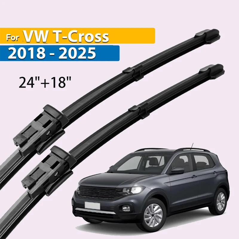 

Wiper Front Wiper Blades For VW T-Cross 2018 - 2025 Windshield Windscreen Clean Window Car Rain Brushes 24"+18"
