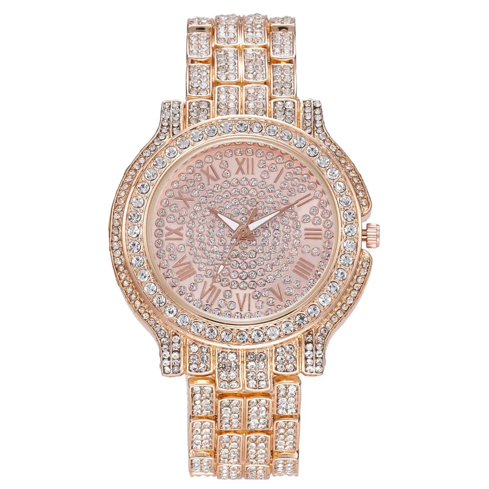 Bling-ed Out Ultimate Hip Hop Royalty Mens Watch w/Easy Reader Roman Numeral or Iced Out Diamond Time Indicators