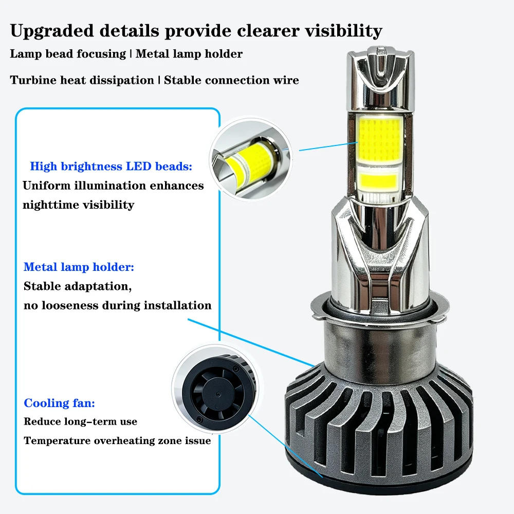 Motorcycle H4 BA20D LED Headlight Light Bulb Lemon Green DRLs White High Low Beam 30W Bulb Kit DC9-60V.