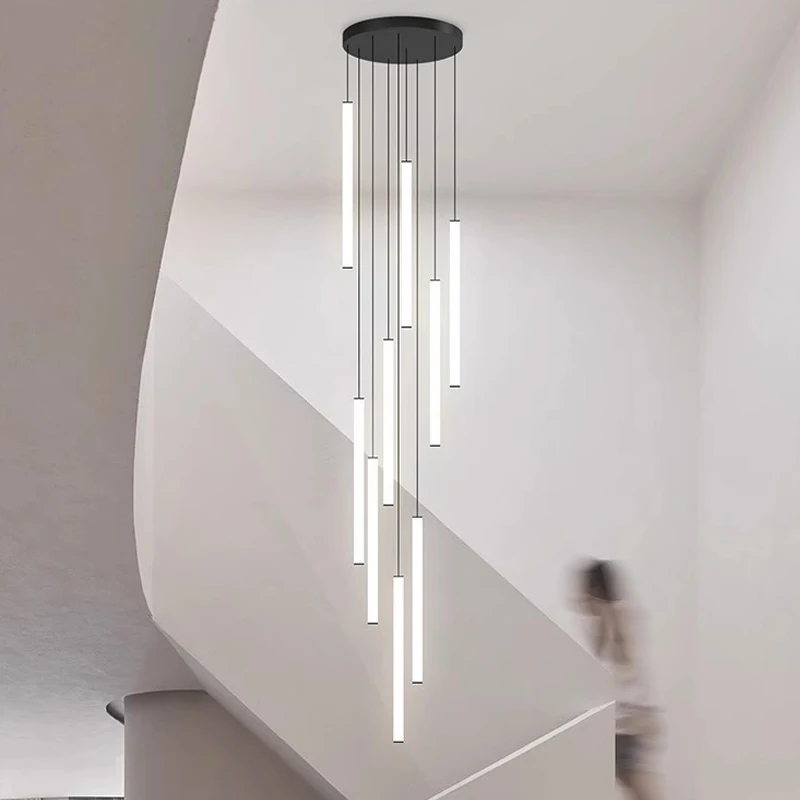 Nordic Stairs LED Long Chandeliers Minimalist Duplex Attic Living Room Kitchen Pendant Lights Home Decoration Ceiling Chandelier image 6