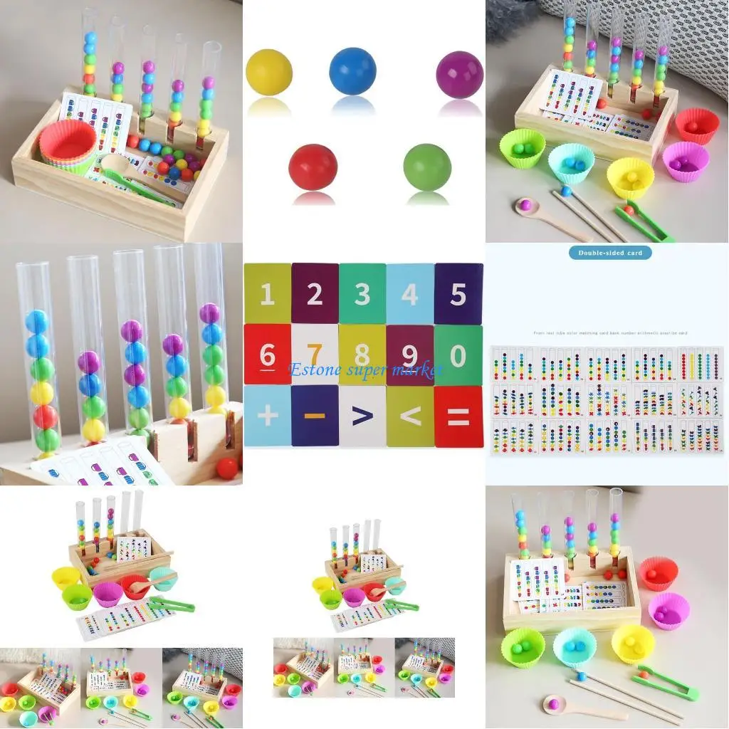 090B Clip Beads Game Color Sorting Toy Bead Counting Matching Math Learning