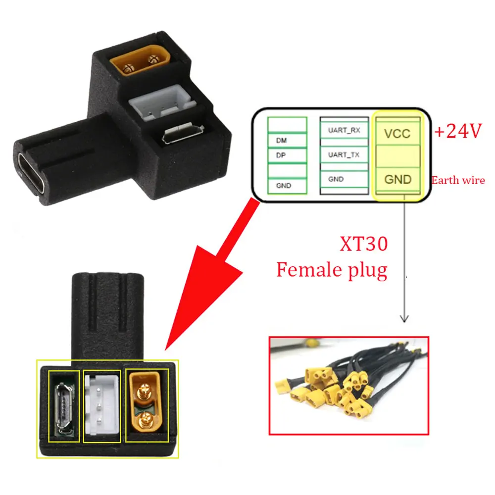 Imagem -06 - para rc Dji M300 Instalação de Montagem do Sistema Uav Rtk Interface Osdk Expansão Plug de Alimentação dc 24v tipo c para Xt30 Saída