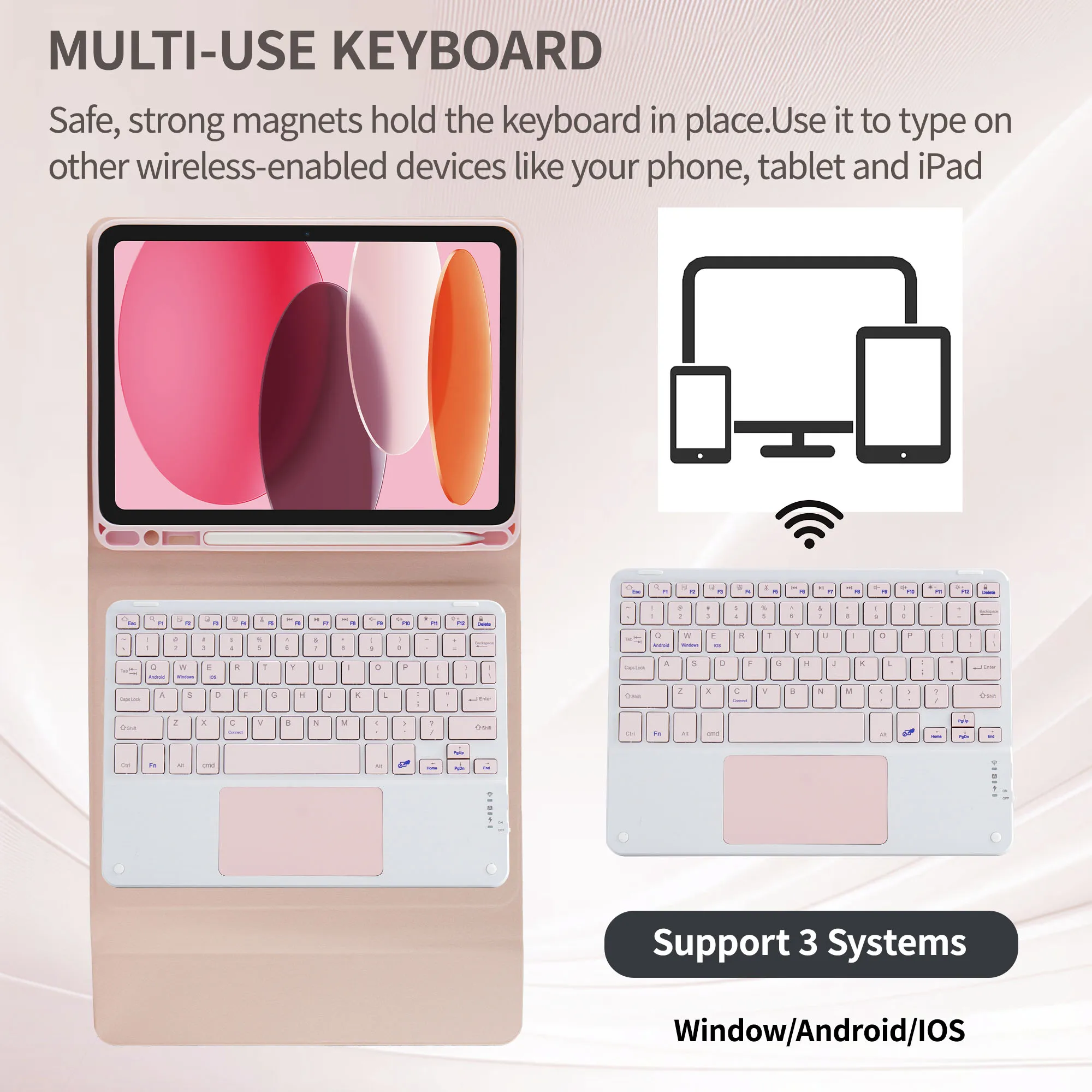 حافظة هواء IPad مع لوحة مفاتيح ، Pro 11 ، M2 ، 4 ، الجيل الأول ، الهواء ، الجيل الخامس ، الجيل الرابع ، 3 أجهزة اتصال ، 11 بوصة