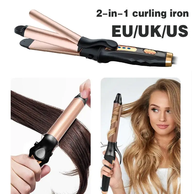 Hair Curling Iron Wand Multifunctional Hair Straightener Curler 200°C Ceramic Coating Plate Curly Styling Tools