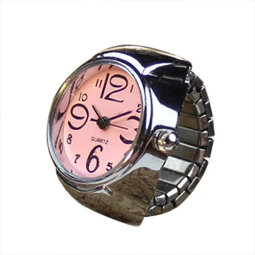 Vintage Punk Vingerhorloge Mini Elastische Bandje Alloy Horloges Paar Ringen Sieraden Klok Retro Romeinse Kwarts Horloge Ringen Dames Heren