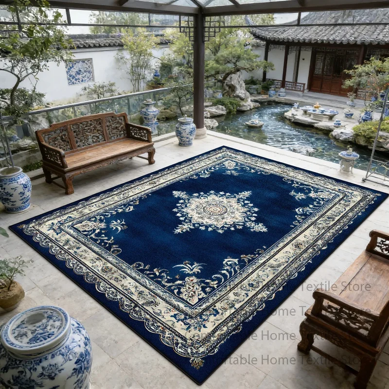 VIKAMA Blue Persian Rug Non-Slip Washable Large Area Carpet For Living Room Home Decor Home Decoration