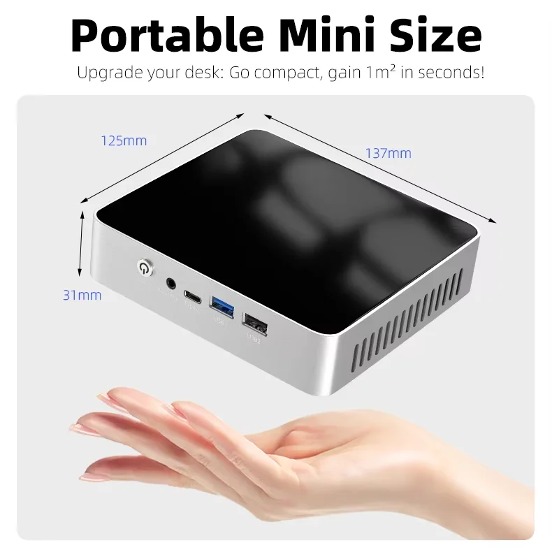 Office Mini PC Intel N100 Processor 8GB/16GB DDR4 512GB/1TB M.2 NVMe SSD WiFi Bluetooth Windows 11 4K Support 2x HDMI2.0 Type-C