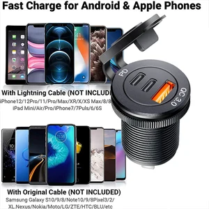 USB -C -Ladegerät, superschnelles Laden, QC 3.0, PD für 12 V, 24 -V -Auto -Marine -ATV, Typ -C -Port -Sockel für Audi Q5 A8 A1 A3 4 8 Hauptverkaufsladegerät Audi A3 - №1