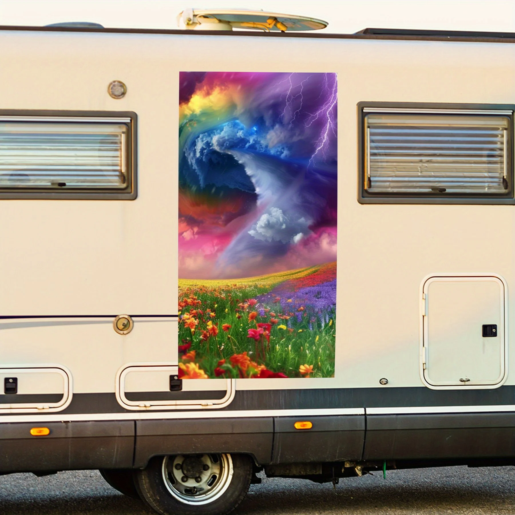 

Colorful Tornado Fantasy Landscape ArtCar Sticker,Vinyl decal on the side of the motor home, waterproof self-adhesive vinyl stic