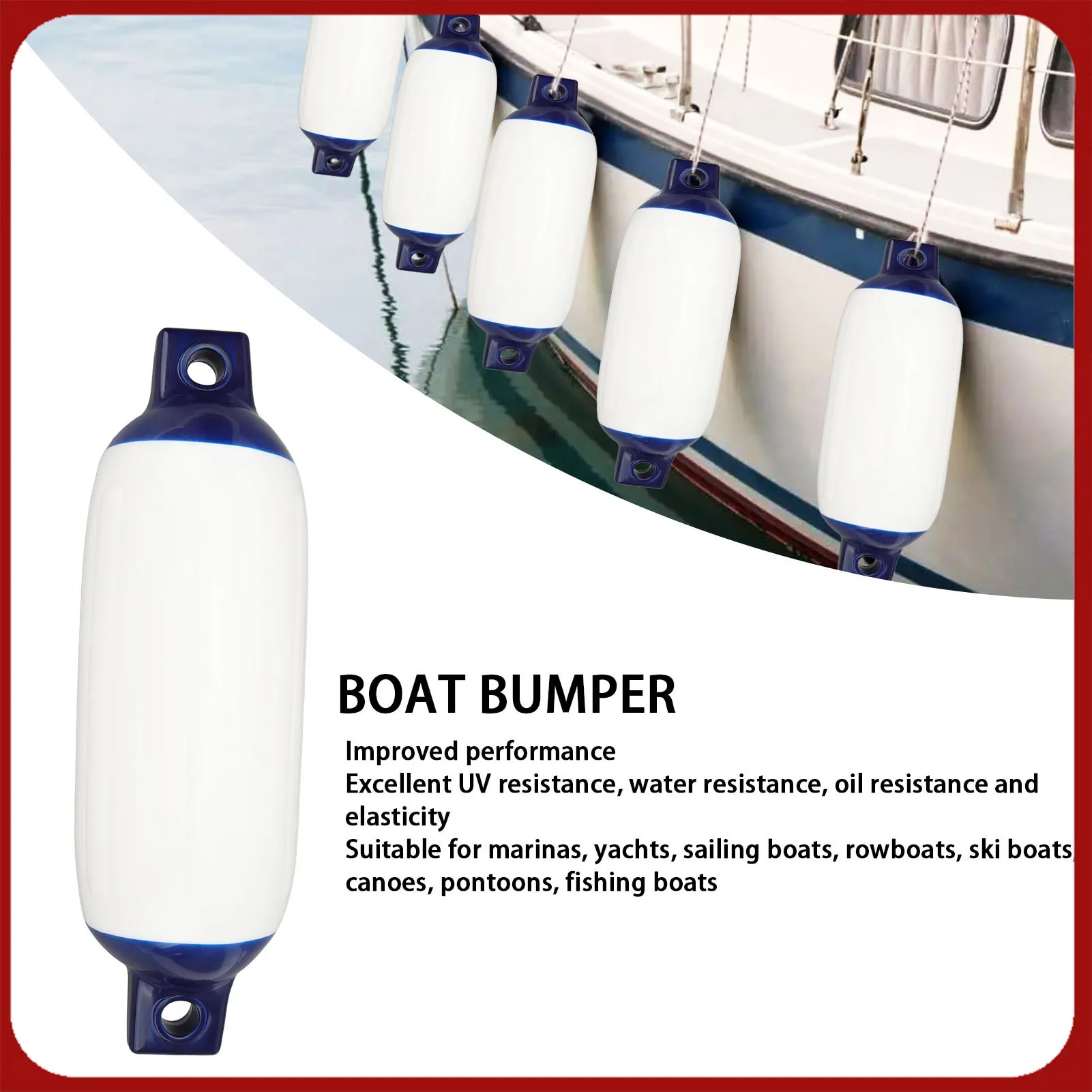 

Inflatable Boat Bumper Elastic 8.5 X 27in Strong Cushioning Anti Collision Boat Bumpers Kit with 2m Black Rope for Fishing Boat