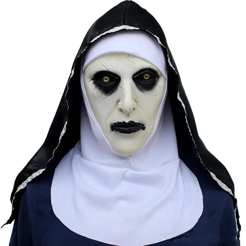 

Halloween Scary Nun Mask Movie The Nun Latex Masks w/Headscarf Valak Cosplay for Halloween Costume Ghost Nun Masques Props