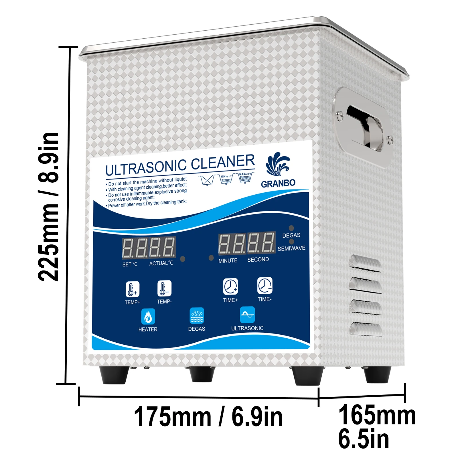 Mesin Pembersih Ultrasonik Granbo 2L dengan Timer Digital, Penghilang Gas, Pemanas – 40kHz untuk Penggunaan Gigi, Optik, dan Perhiasan