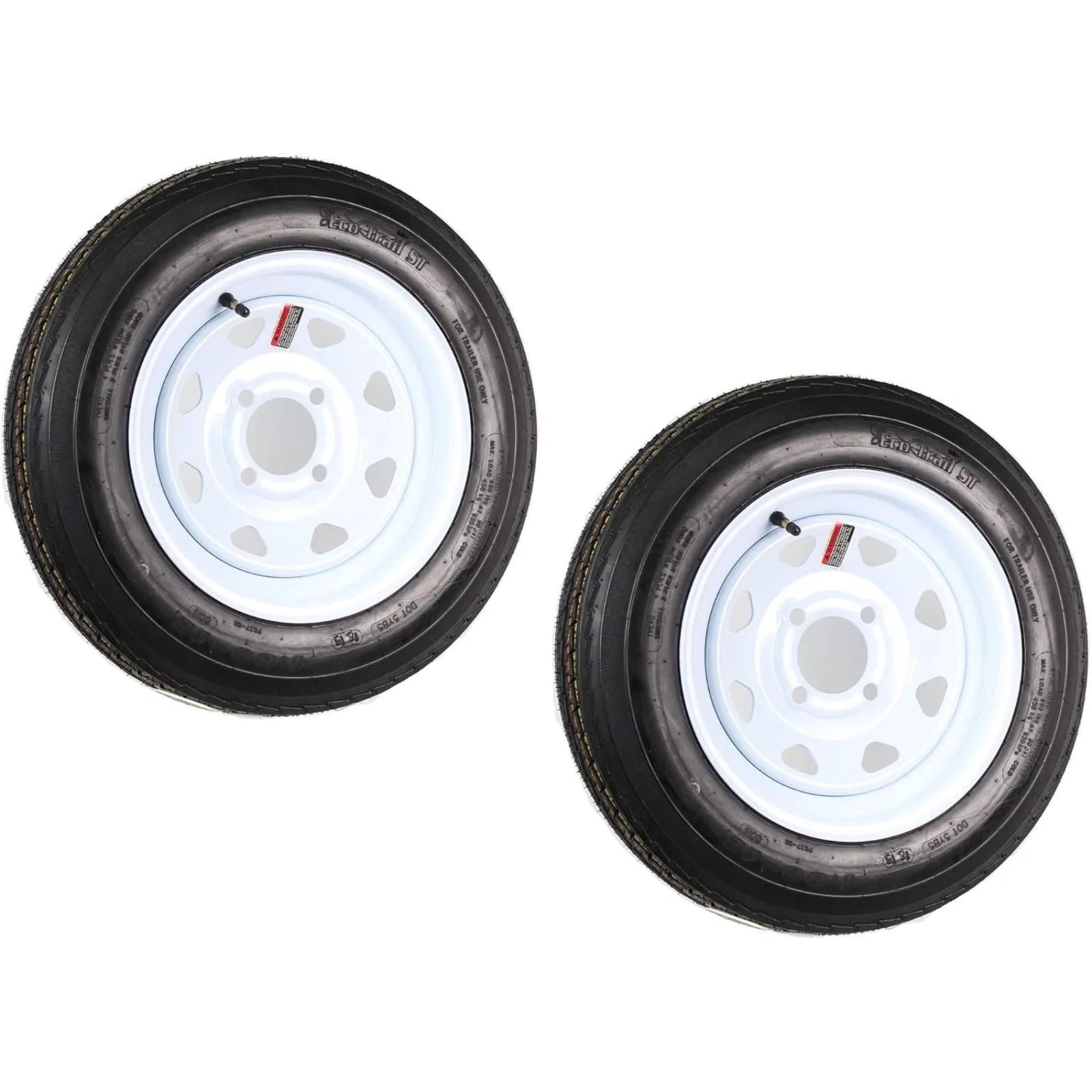 US 2-Pack Trailer Tire On Rim 4.80-12 12 in. Load Range C 4 Lug White Spoke Wheel - 2 Year Warranty w/Free Roadside