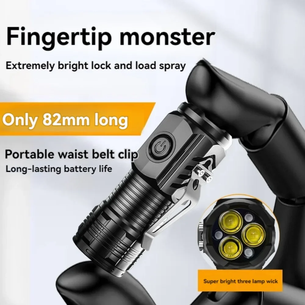 Mini Portable Side Light LED Strong Light Flashlight Rechargeable Multi-purpose Ultra Bright Portable Long-range Household Small