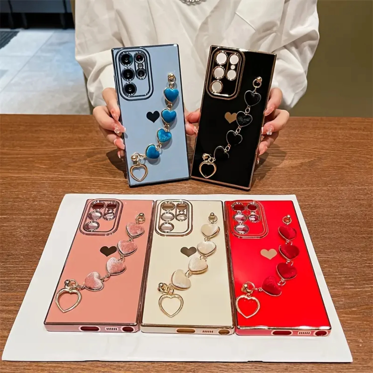 

Роскошный стильный противоударный чехол-браслет для телефона Samsung Galaxy S22 Ultra Plus A52 A53 A13 A23 — модный модный