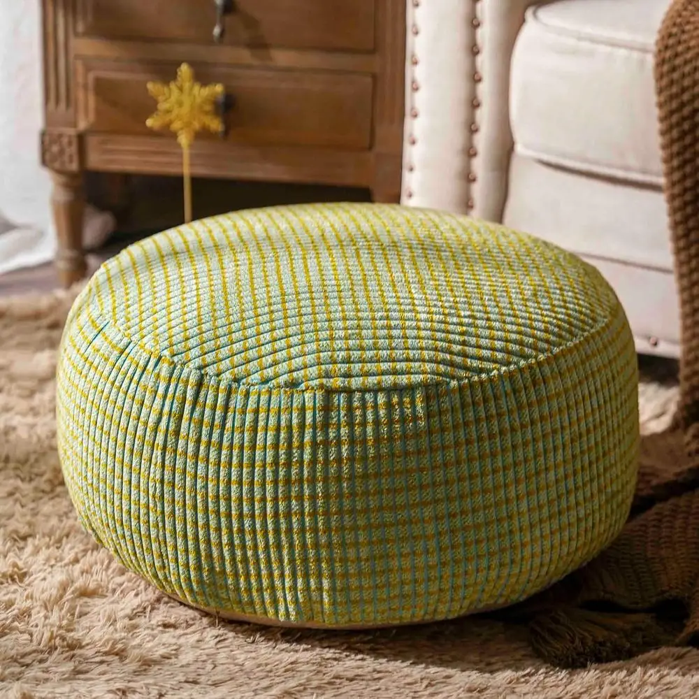 

Pou Ottoman Cover Unstued Pou Seat Decorative Sot Storage Bean Bag 20x20x8 Inches loor ootrest or Living Room Bedroom (Blue Gree