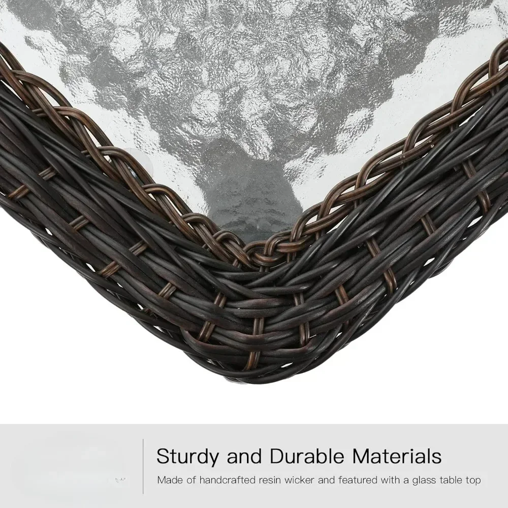 3 Pieces Patio Furniture Set Outdoor Swivel Glider Rocker Wicker Patio Bistro Set with Rocking Chair Thickened Cushion and Table