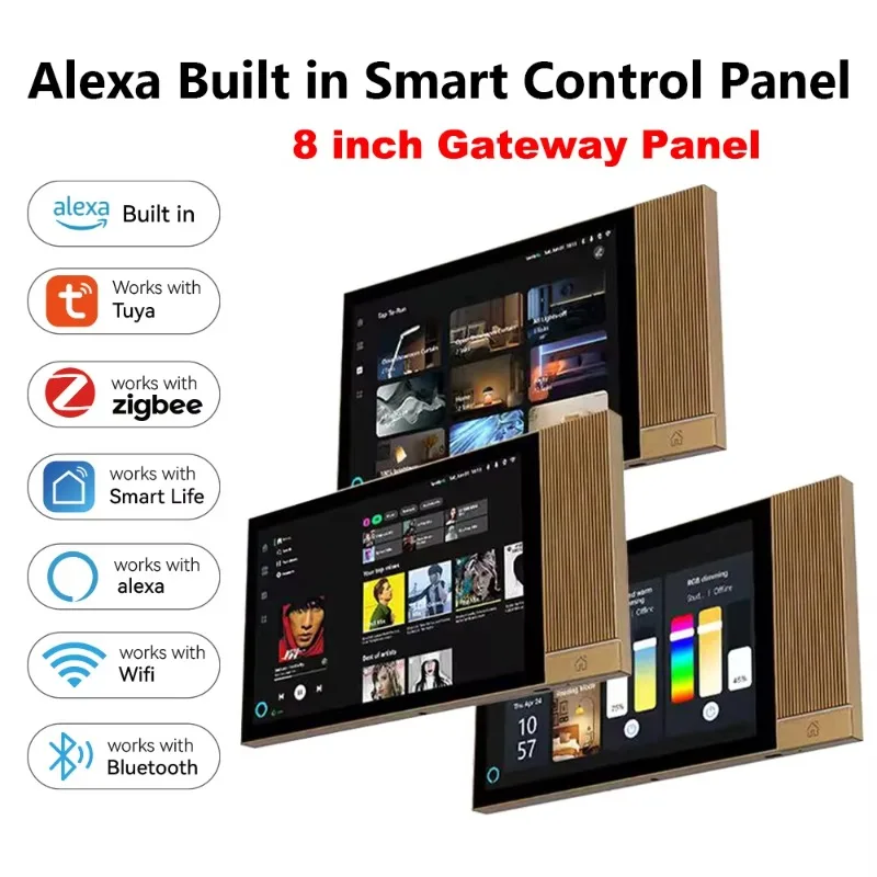 2026 TPA08 8 Inch Touch Screen Music Center Control Panel With 2-way Ceiling Speaker Smart Home Panel With Built In Alexa Tuya