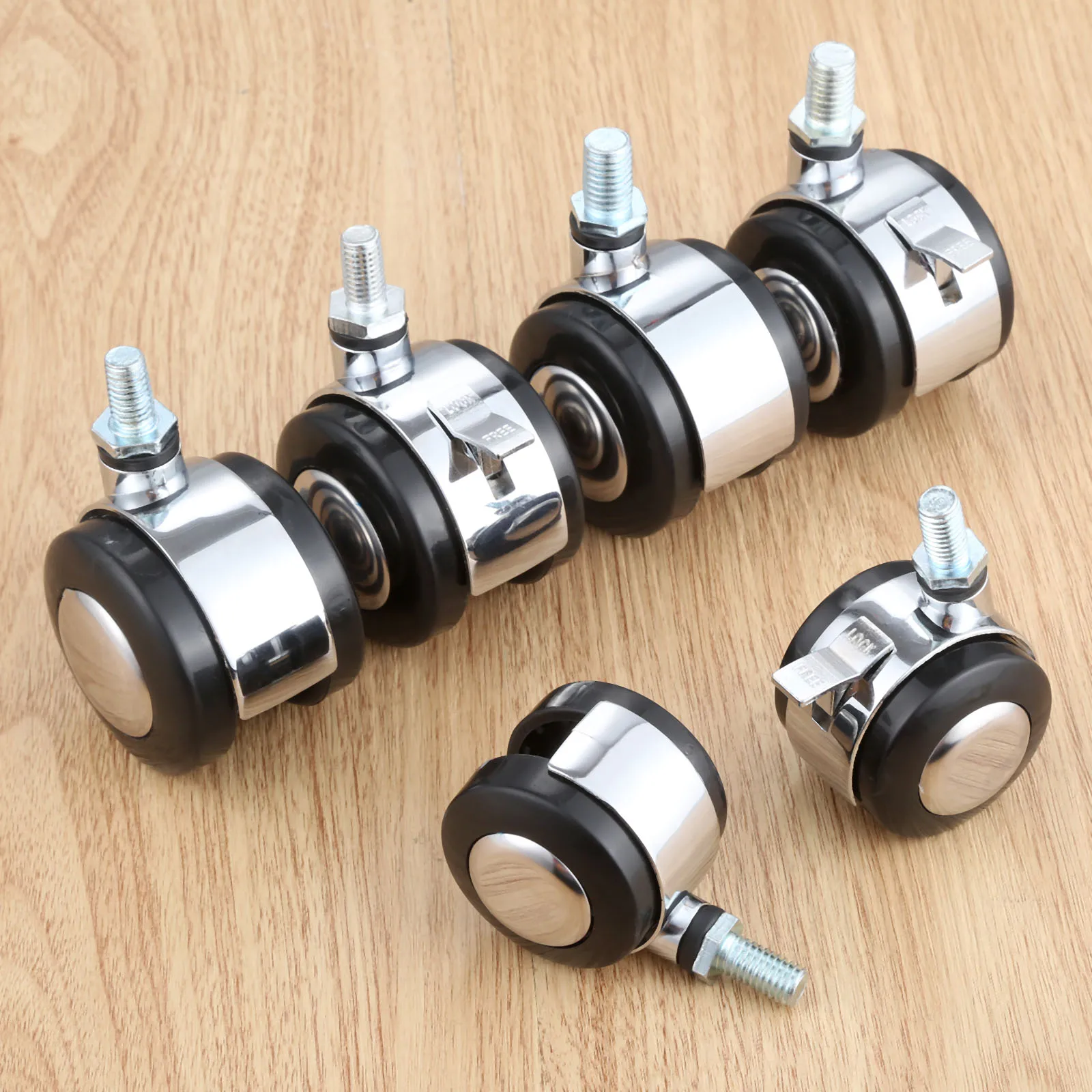 1pc Sliding Wheel Swivel Casters Furniture Plate Roller Trolley Sofa Chair Foot Hold with/without Brake 8mm/10mm wear-resistant