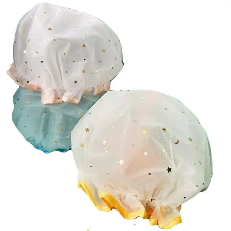 

New Double-layer Thickened Shower Cap Shower Head Cap Anti-fume Ladies And Children Bath Hair Set