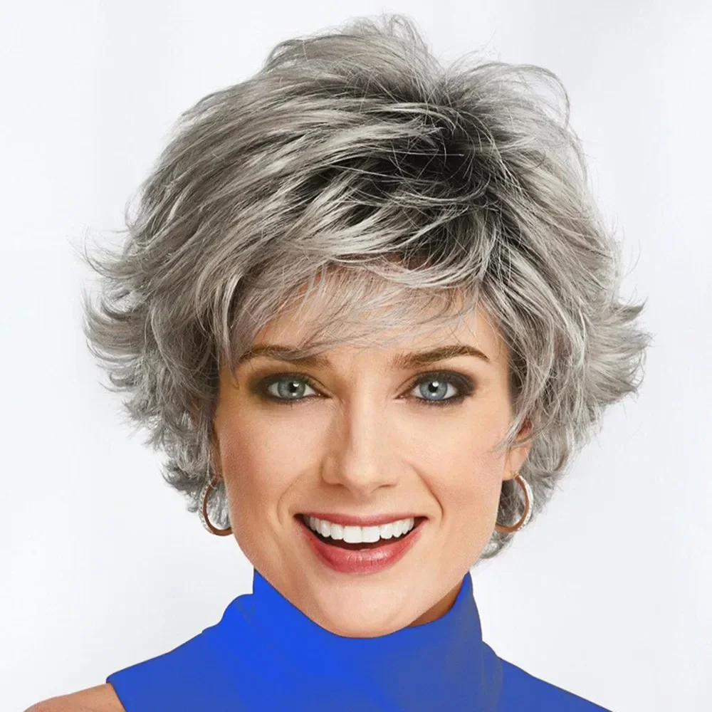 Synthetic Wigs Fashion Mixed Color Short Curly Wig Party Cosplay Full Head Cover Props