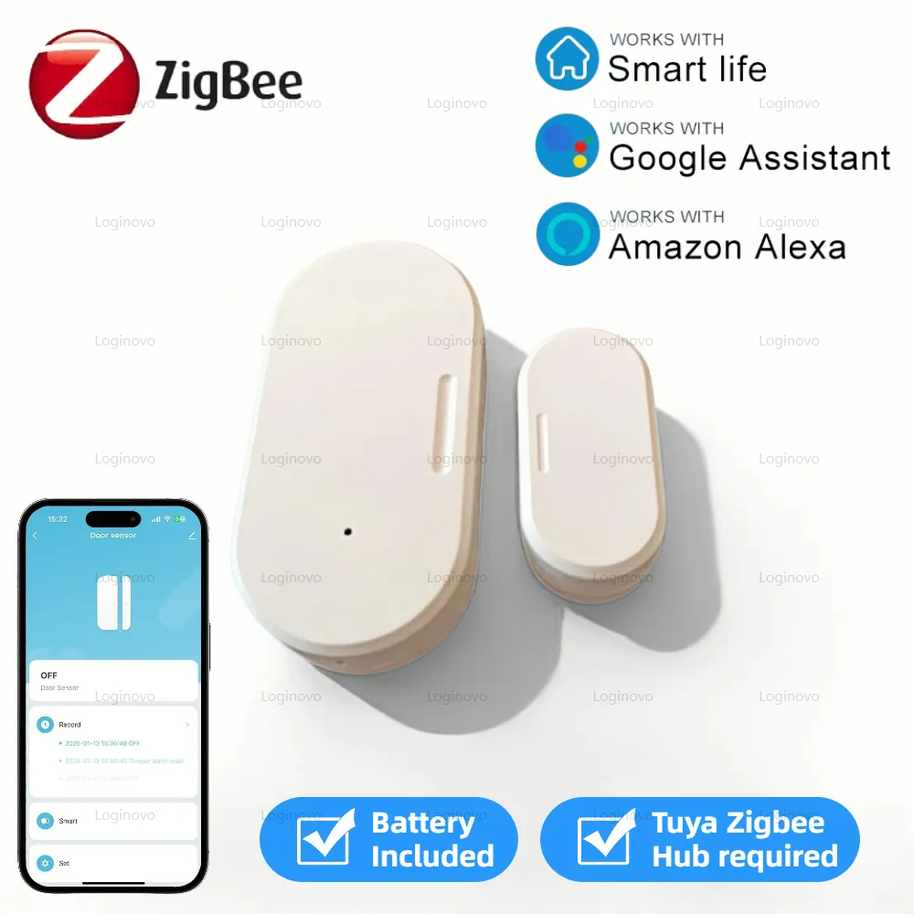 

Zigbee датчик двери, окна, умный дом, детекторы открытия/закрытия Tuya, умное управление жизнью, охранная сигнализация, работа с Alexa Google Home