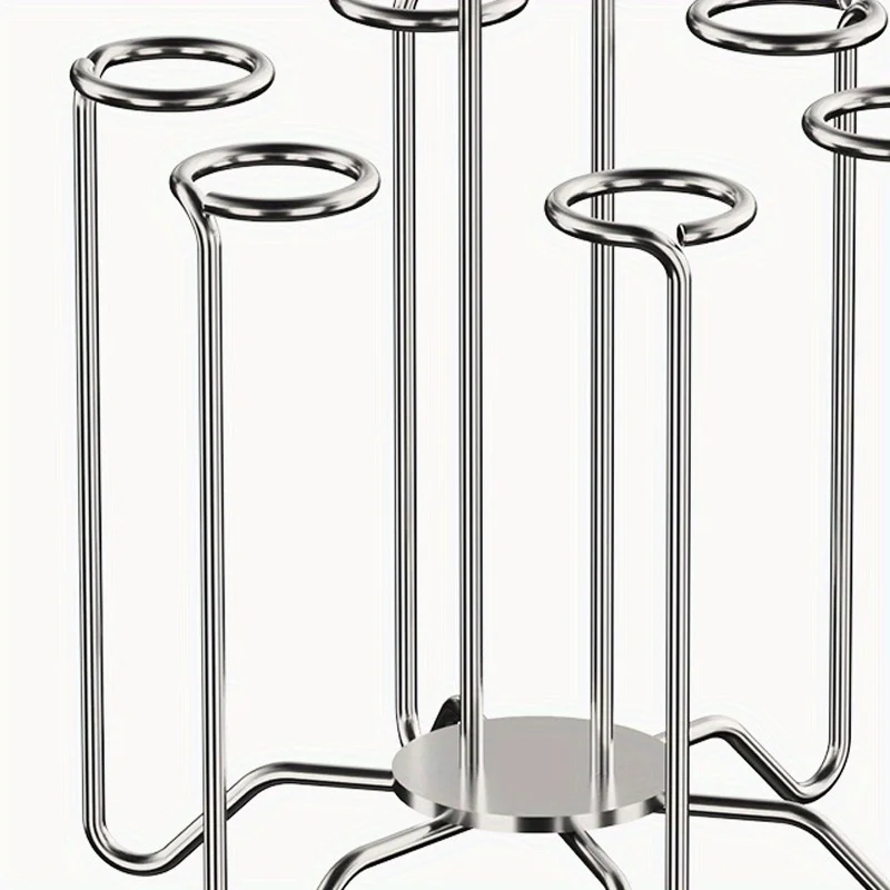 Stainless Steel Cup Holder 6 Cup Capacity Modern Drying Stand for Kitchen Bar Counter Cup Storage Organizer