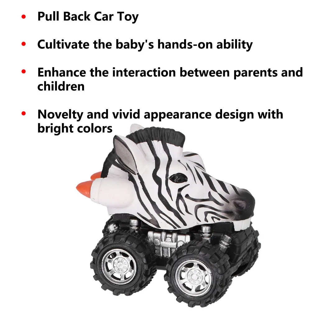 Fun Zebra Pull Back Car Plastic Above 2 Years Old Four Wheel Drive Vehicles Model Car