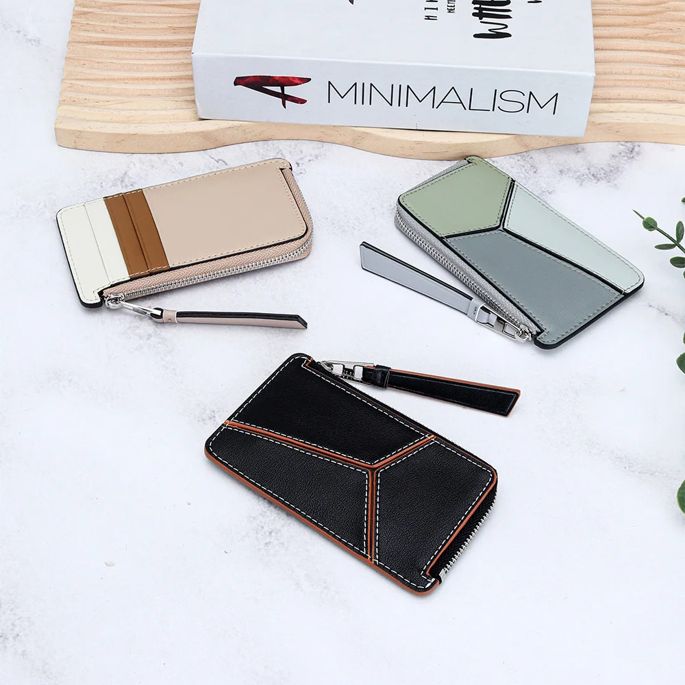 2025 New Fashion Women Cowhide Short Wallet Mixed Colors Ladies Small Card Holder Female Coin Purse Genuine Leather