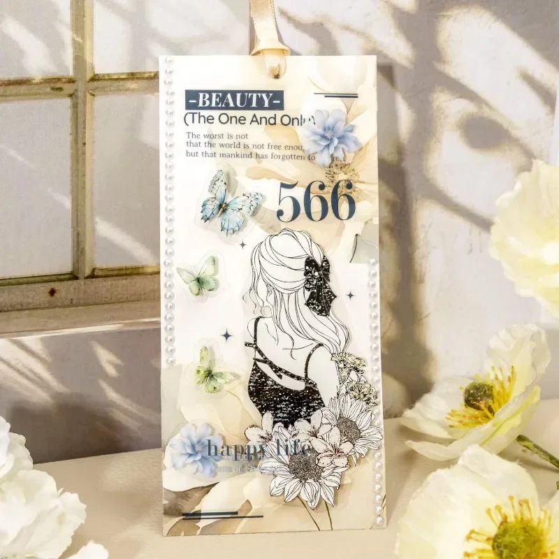 12 قطعة ملصقات لكل حزمة زهرة الظل الزهور المشهد بلوم المواد لوازم القرطاسية ملصق سجل القصاصات 178*115 مللي متر #5