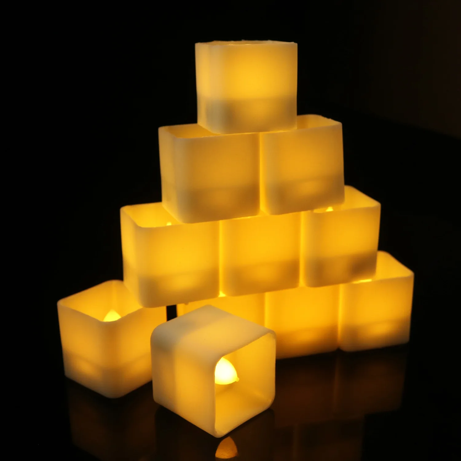 12pcs LED candle Square Electronic Tea Lights Candles with batteries Flameless Romantic Wedding Birthday Party Home Decoration