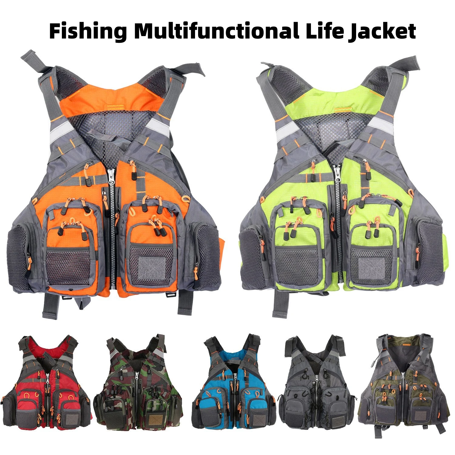 

Multifunctional Life Jacket, Portable Fishing Suit, Outdoor Camping, Boat, Sea Fishing, Multi-Pocket