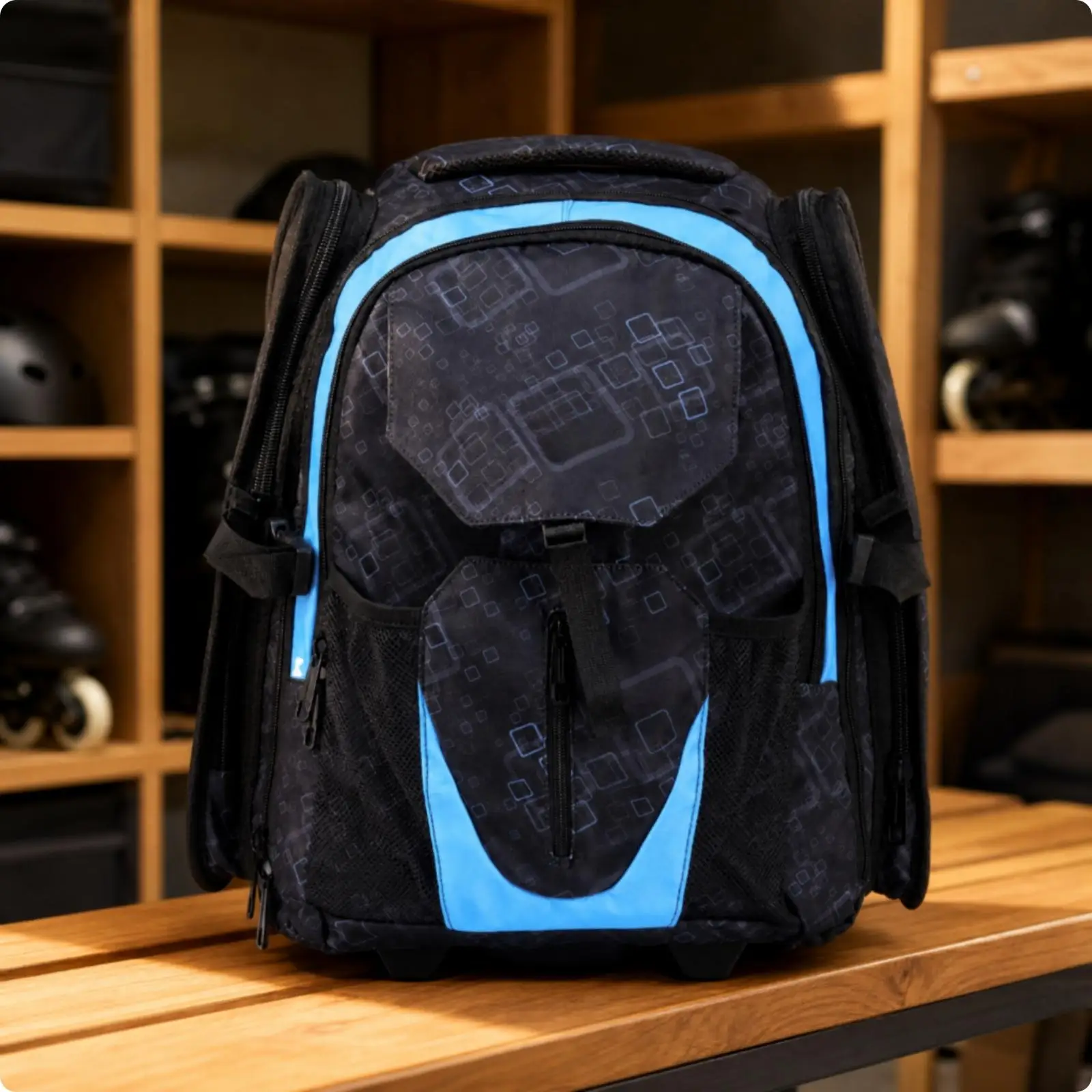 Roller Skate Rolling Backpack for Men Women Fits Size 38-46 Skate Bag with Wheels and Retractable Pull Handle