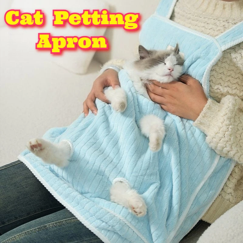 

‌Cat Petting Apron Pockets Anti Shedding Grooming Clothes Non Stick Fur Cat Holding Wear Protective Cover Daily Cat Care Pet