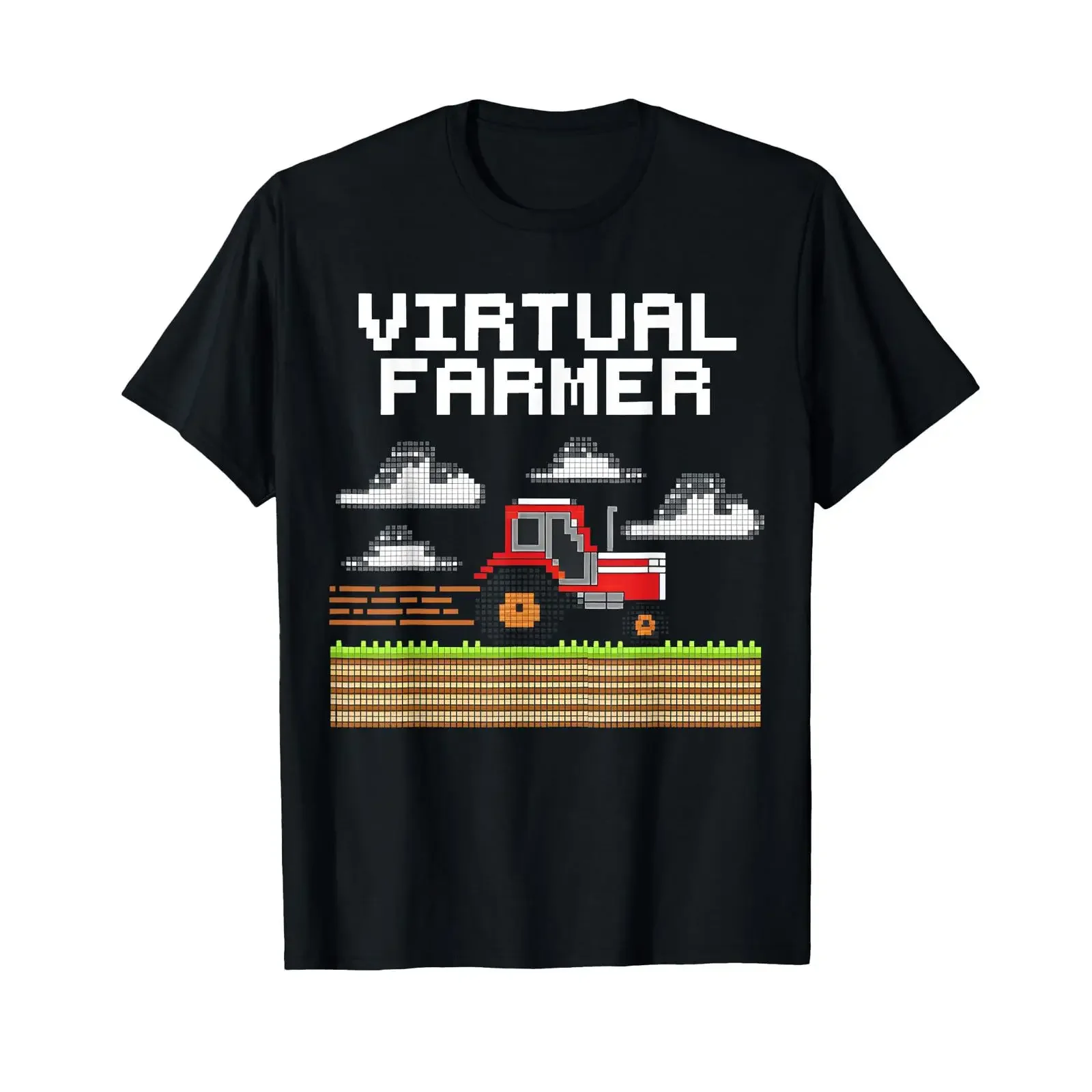 Virtual Farmer Funny Gaming T Shirtn Boy Girl Man Woman Gamer Shirt vintage Washed Top For Everyday Wear Versatile Slightly