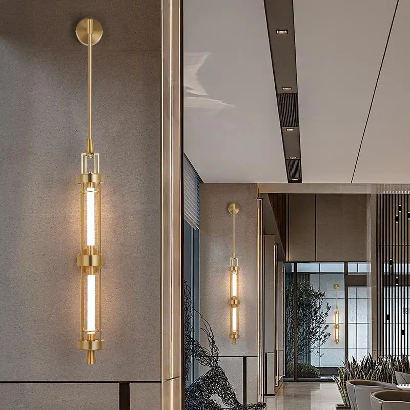 الحد الأدنى مصمم طويل القطب الحديد الجدار مصباح فندق اللوبي خلفية وحدة إضاءة LED جداريّة أضواء قاعة الطعام غرفة المعيشة مقهى الفن ديكور #4