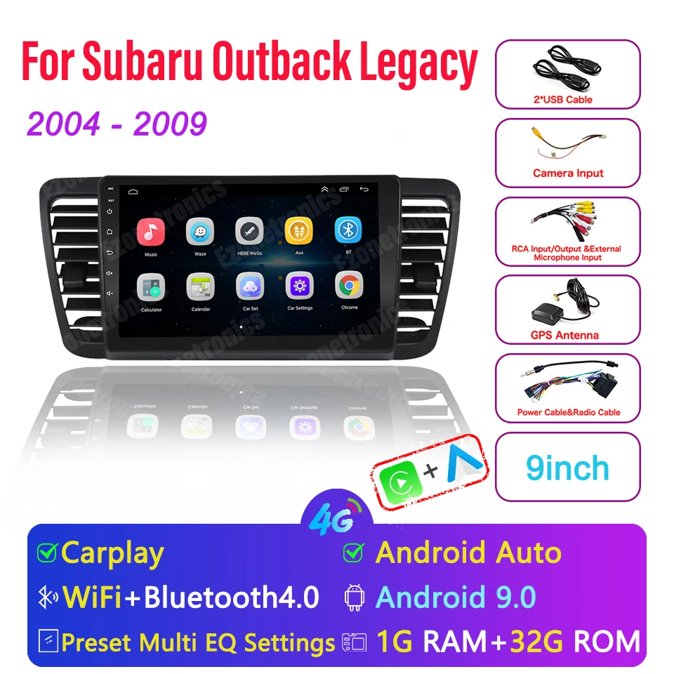 2 Din Android Auto Radio Multimedia Video Player For Subaru Outback Legacy 2004-2009 Capacitive Touch Screen GPS Player