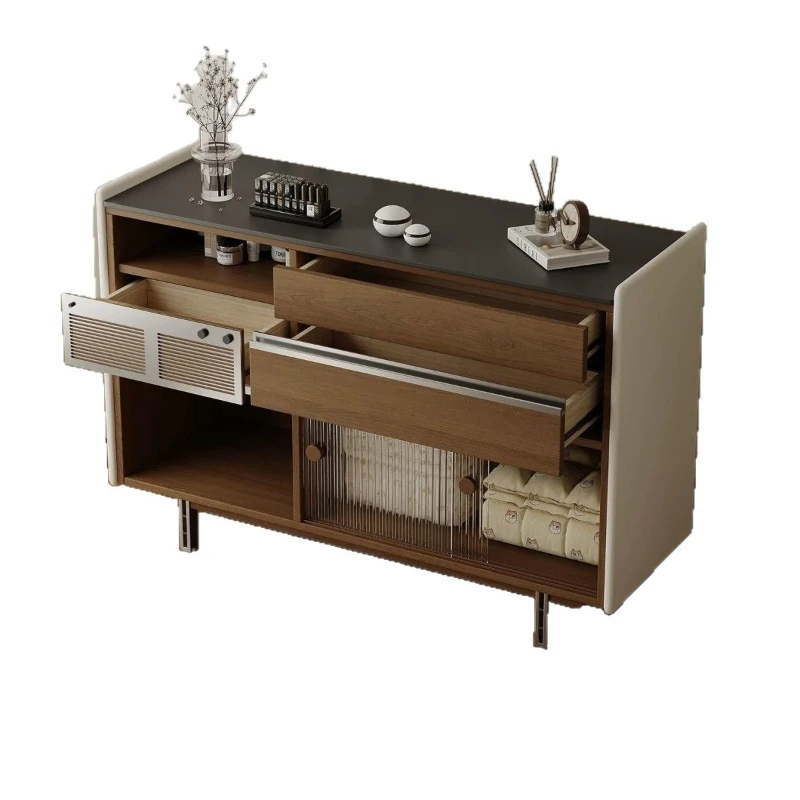 French retro boxwood bedroom bedside cabinet multi-storage drawer cabinet small apartment medium antique style wall dining