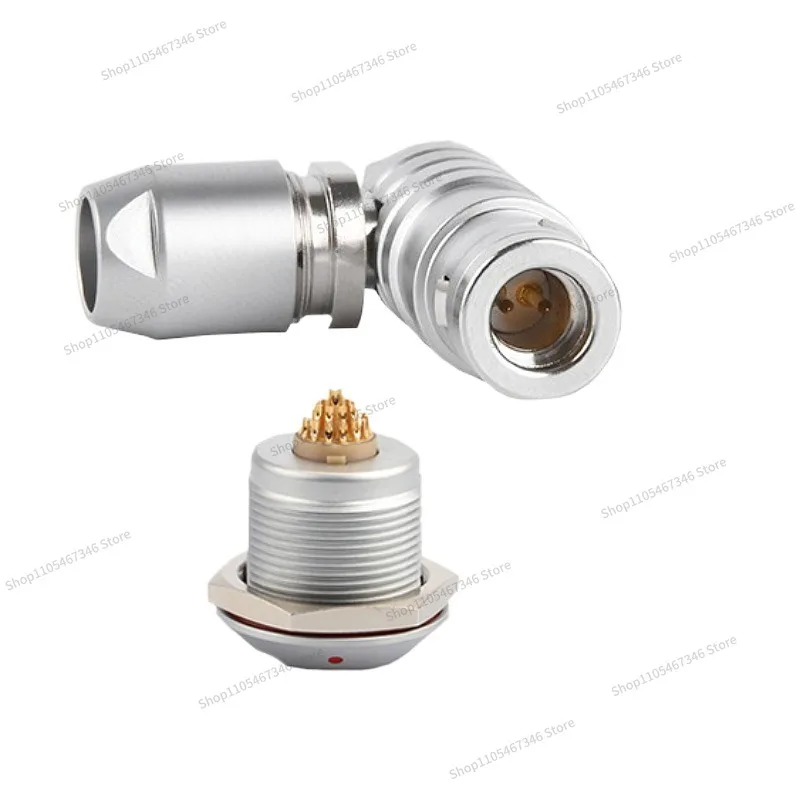 For Connector Push Pull Self-Locking K Series Waterproof Plug FHG 90 Degree Elbow Metal 0K1K2K3K 2 Pack