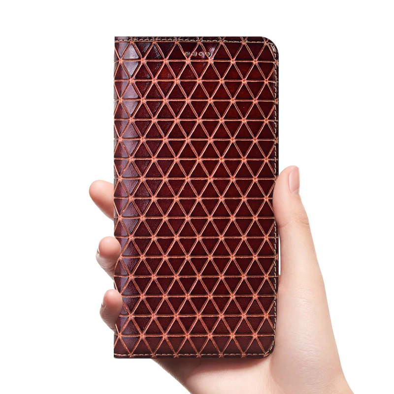 Genuine leather Geometric grain case for Vivo Y3 Y30 Y31 Y33 Y35 Y37 Y3S Standard 2021 2022 4G 5G Flip Funda cover Coque