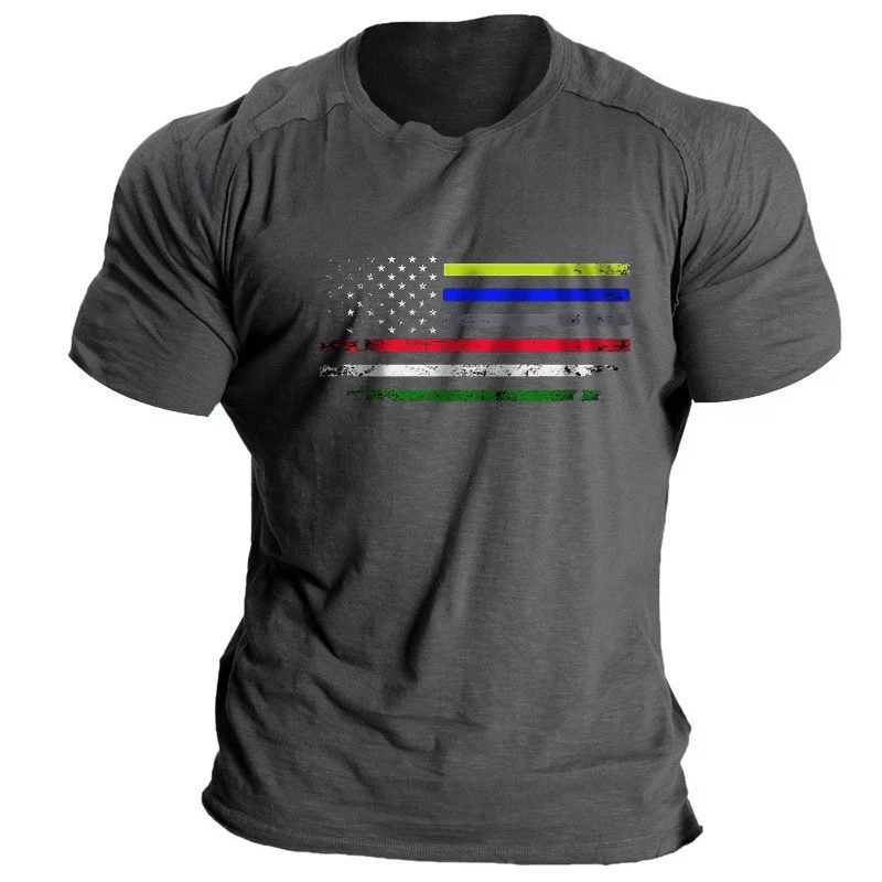 メンズヴィンテージアメリカ国旗Tシャツ,半袖ラウンドネックTシャツ,ルーズフィット,フィットネス,トレーニング,ストリートウェア,特大,S-4XL